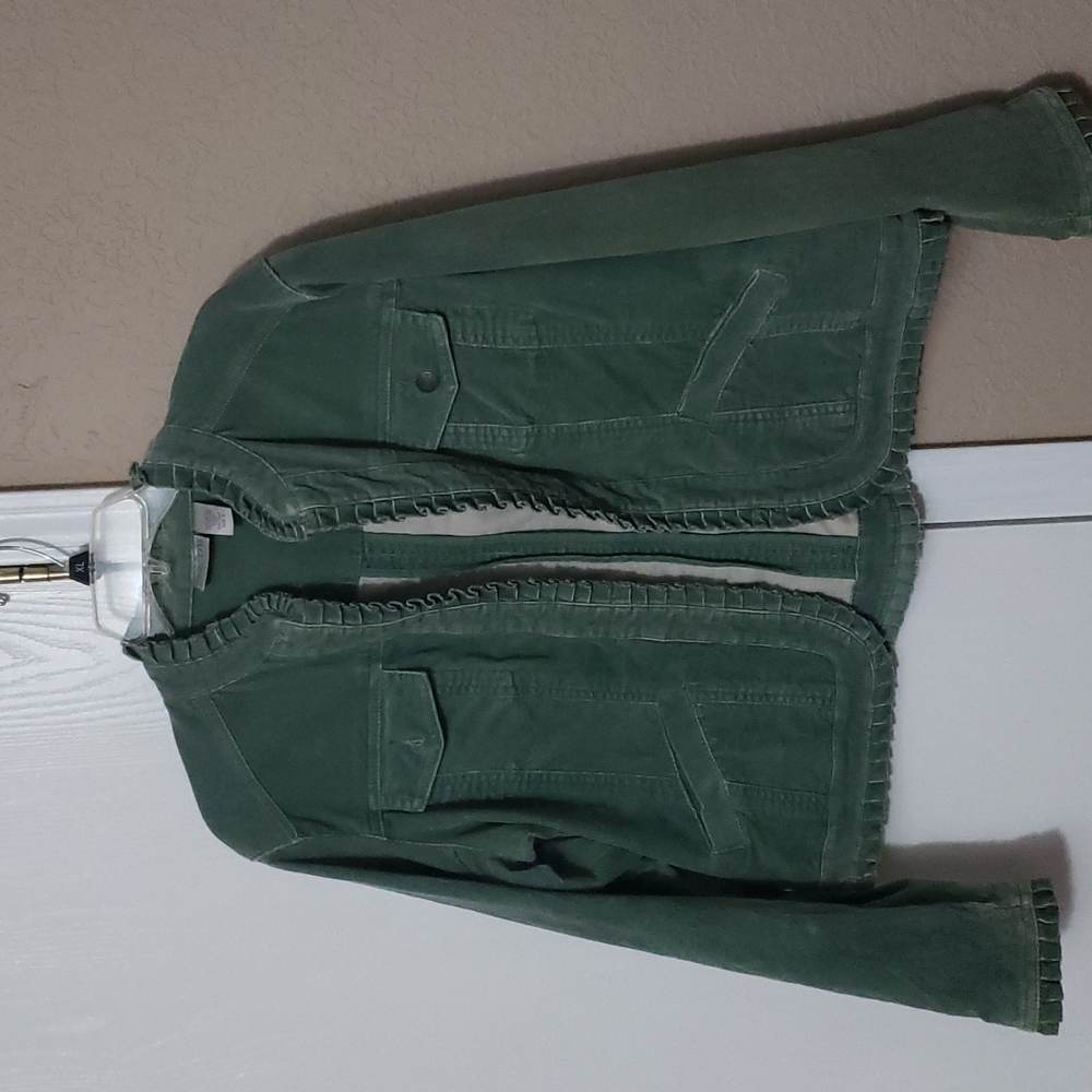 Chicos Corduroy Ruffle Jacket. Size 2